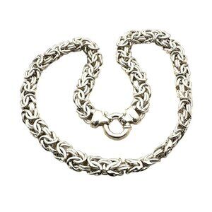 KI Italy Mens Womens Necklace 925 Sterling Silver Byzantine 10 mm 17" Chain 64 G